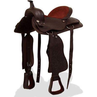 vidaXL Westernsattel 17" Braun Leder - Western Saddle vidaXL Westernsattel 17" Braun Leder - Western Saddle