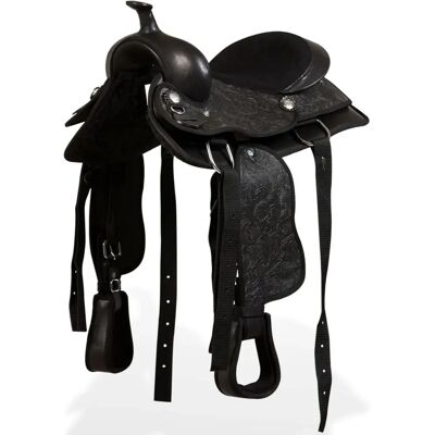 vidaXL Westernsattel Schwarz Leder 12" - Western Saddle vidaXL Westernsattel Schwarz Leder 12" - Western Saddle