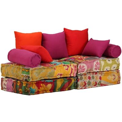vidaXL Pouf modulable 2 places en tissu patchwork - Publicité vidaXL Pouf modulable 2 places en tissu patchwork - Publicité