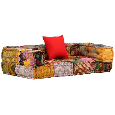 Pouf Modułowy 2-osobowy Maisonchic - Tkanina, Wielokolorowy - Pufa Pouf Modułowy 2-osobowy Maisonchic - Tkanina, Wielokolorowy - Pufa