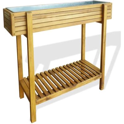 vidaXL Cama de jardín elevada de madera sólida de acacia y zinc - Cama de jardín elevada vidaXL Cama de jardín elevada de madera sólida de acacia y zinc - Cama de jardín elevada