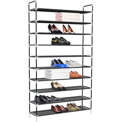 Étagère à chaussures vidaXL avec 10 étagères noire - Meuble de rangement pour chaussures - Publicité Étagère à chaussures vidaXL avec 10 étagères noire - Meuble de rangement pour chaussures - Publicité