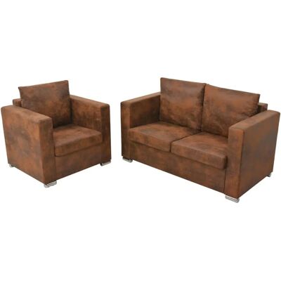 Conjunto de muebles de sala VidaXL 274883 - Diseño moderno, Ante sintético grueso, Estructura de madera Conjunto de muebles de sala VidaXL 274883 - Diseño moderno, Ante sintético grueso, Estructura de madera