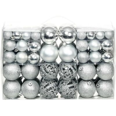 vidaXL Zilveren Kerstballen Set - 100 stuks, 3/4/6 cm, Boomversiering vidaXL Zilveren Kerstballen Set - 100 stuks, 3/4/6 cm, Boomversiering