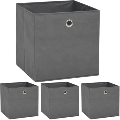 vidaXL Opbevaringsbokse 4 stk non-woven stof 32x32x32 cm Grå - Opbevaringsbokse vidaXL Opbevaringsbokse 4 stk non-woven stof 32x32x32 cm Grå - Opbevaringsbokse