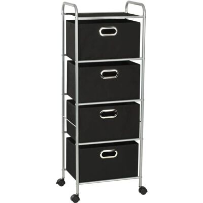 vidaXL - Regal mit 4 Boxen - Schwarz Silber - Stahl Vliesstoff - Shelf vidaXL - Regal mit 4 Boxen - Schwarz Silber - Stahl Vliesstoff - Shelf
