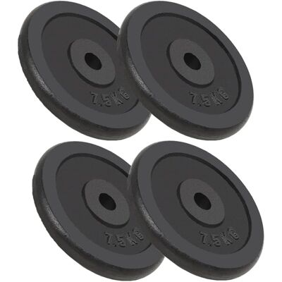 vidaXL 4x Gewichtplaten 4x7,5 kg Gietijzer - Fitness vidaXL 4x Gewichtplaten 4x7,5 kg Gietijzer - Fitness