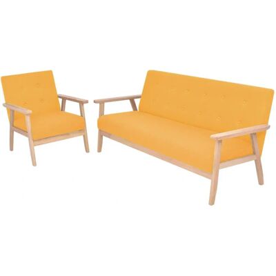 Ensemble de Canapés vidaXL - Tissu Jaune 2 pièces Ensemble de Canapés vidaXL - Tissu Jaune 2 pièces