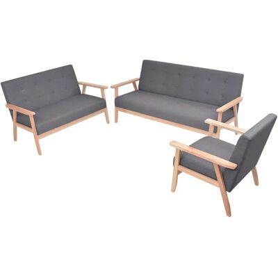 VidaXL Grau 3-teiliges Stoffsofa-Set VidaXL Grau 3-teiliges Stoffsofa-Set