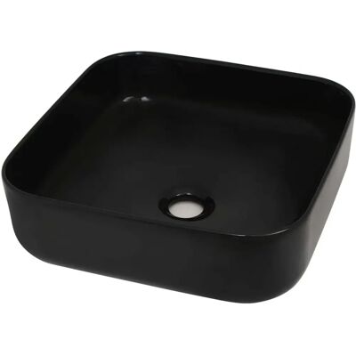 vidaXL Lavabo en céramique carré noir 38x38x13,5cm - Lavabo - Publicité vidaXL Lavabo en céramique carré noir 38x38x13,5cm - Lavabo - Publicité