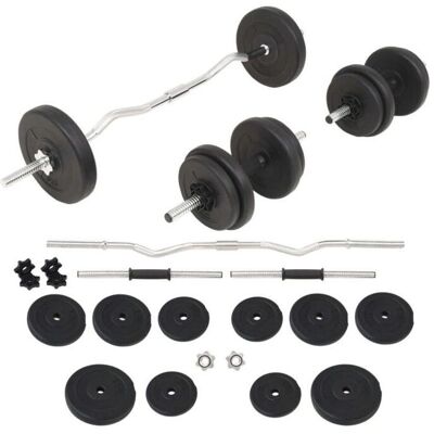 vidaXL Conjunto de Pesos 30kg - Barra e Halteres vidaXL Conjunto de Pesos 30kg - Barra e Halteres