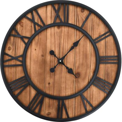 vidaXL Vintage Wandklok met Quartz Beweging Hout en Metaal - 60cm XXL Timer vidaXL Vintage Wandklok met Quartz Beweging Hout en Metaal - 60cm XXL Timer