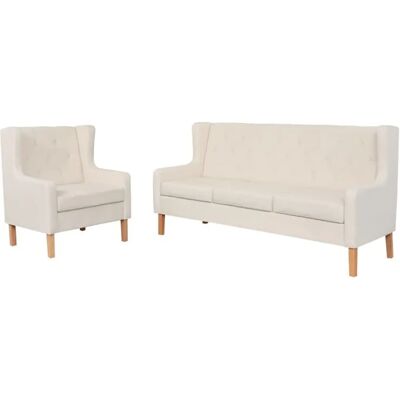 vidaXL 274929 Sofa-Set - Creme, Weiß - 3 Sitze vidaXL 274929 Sofa-Set - Creme, Weiß - 3 Sitze