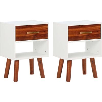 Conjunto de Mesitas de Noche de Madera Maciza de Acacia vidaXL - Estilo Retro Conjunto de Mesitas de Noche de Madera Maciza de Acacia vidaXL - Estilo Retro