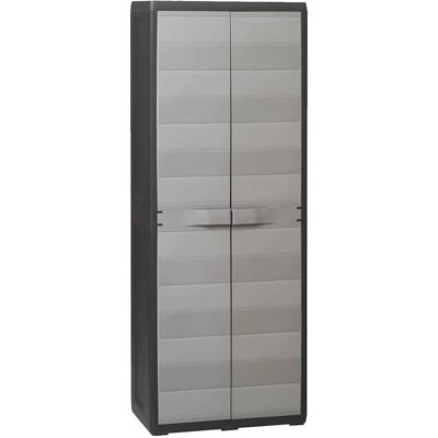 vidaXL Gartenschrank mit 3 Regalen Schwarz und Grau - Gartenaufbewahrung vidaXL Gartenschrank mit 3 Regalen Schwarz und Grau - Gartenaufbewahrung