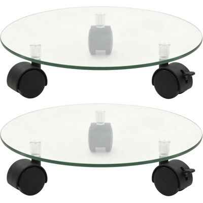 vidaXL Pflanzenständer mit Rädern 2 Stück Gehärtetes Glas 28 cm Rund - Pflanzenständer vidaXL Pflanzenständer mit Rädern 2 Stück Gehärtetes Glas 28 cm Rund - Pflanzenständer