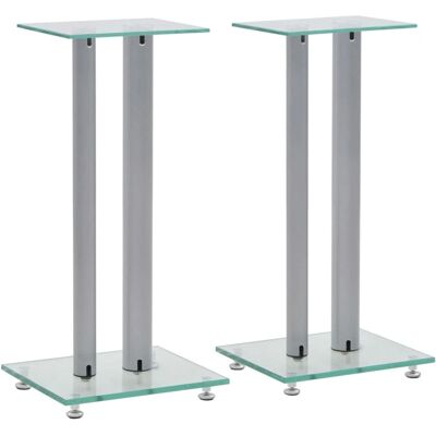 vidaXL Sølv Højttalerstativ 2 stk Hærdet glas søjler vidaXL Sølv Højttalerstativ 2 stk Hærdet glas søjler