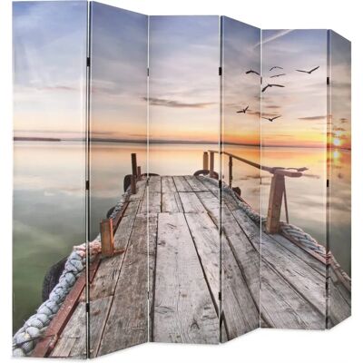 vidaXL Paravent en bois 228x170cm Lac avec jetée Multicolore - Paravent - Publicité vidaXL Paravent en bois 228x170cm Lac avec jetée Multicolore - Paravent - Publicité