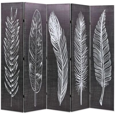 Paravent pliable vidaXL 200x170cm Plumes Noir et Blanc - Paravent - Publicité Paravent pliable vidaXL 200x170cm Plumes Noir et Blanc - Paravent - Publicité