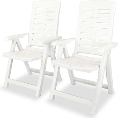 vidaXL Kunststoff weiße Liegestühle für den Garten - 2 Stk. vidaXL Kunststoff weiße Liegestühle für den Garten - 2 Stk.
