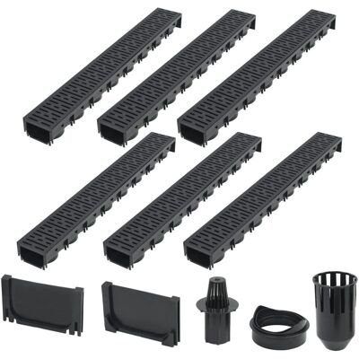 vidaXL Canal de Drainage - 6 pcs, 6 m, Noir - Drainage Channel vidaXL Canal de Drainage - 6 pcs, 6 m, Noir - Drainage Channel