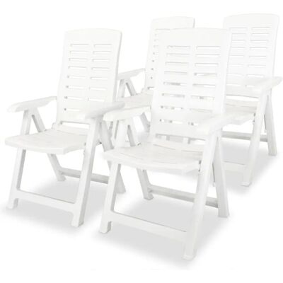 vidaXL Ligstoelen Tuin Kunststof Antraciet - Grijs - Wit (4 stuks) vidaXL Ligstoelen Tuin Kunststof Antraciet - Grijs - Wit (4 stuks)