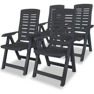 vidaXL Verstellbare Gartenstühle Kunststoff Anthrazit - Grau - 4 Stück vidaXL Verstellbare Gartenstühle Kunststoff Anthrazit - Grau - 4 Stück