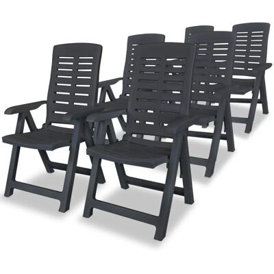 vidaXL Liegestühle für den Garten aus Kunststoff Anthrazit - Grau - 6 Stück vidaXL Liegestühle für den Garten aus Kunststoff Anthrazit - Grau - 6 Stück
