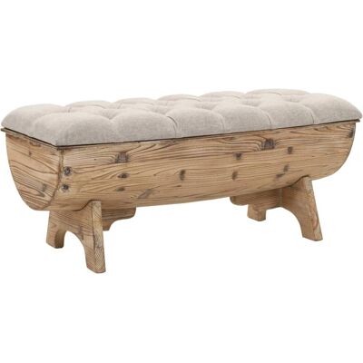 VidaXL Aufbewahrungsbank - Rustik aus Vollholz und Stoff - 103x51x44 cm VidaXL Aufbewahrungsbank - Rustik aus Vollholz und Stoff - 103x51x44 cm