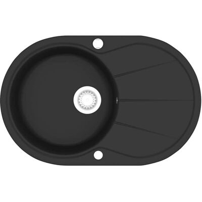 Maisonchic Granit Køkkensvamp med Enkeltbund Oval Sort - Køkkenvask Maisonchic Granit Køkkensvamp med Enkeltbund Oval Sort - Køkkenvask