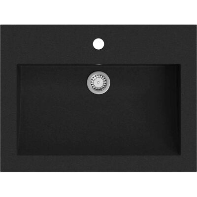 vidaXL Granieten wasbak 600x450x120 mm Zwart - Badkamerwasbak vidaXL Granieten wasbak 600x450x120 mm Zwart - Badkamerwasbak