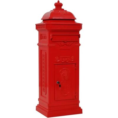 vidaXL Boîte aux lettres à pilier en aluminium vintage rouge - Boîte aux lettres vidaXL Boîte aux lettres à pilier en aluminium vintage rouge - Boîte aux lettres
