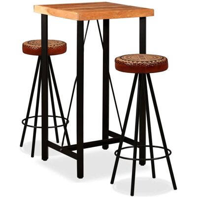 VidaXL Bar-Set - Industrieller Stil, Akazie & Leder VidaXL Bar-Set - Industrieller Stil, Akazie & Leder