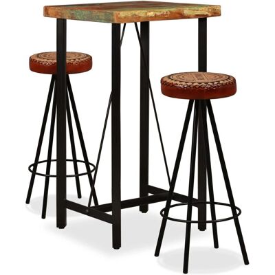 VIDAXL Industrie Bar Set aus recyceltem Holz - 1 Tisch + 2 Hocker VIDAXL Industrie Bar Set aus recyceltem Holz - 1 Tisch + 2 Hocker