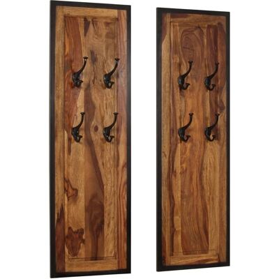 vidaXL Wandgarderobe 2 Stück Massivholz Braun - Wall coat rack vidaXL Wandgarderobe 2 Stück Massivholz Braun - Wall coat rack