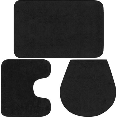 vidaXL Badematte-Set 3-teilig Stoff Anthracite - Badezimmer Set vidaXL Badematte-Set 3-teilig Stoff Anthracite - Badezimmer Set