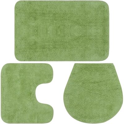 vidaXL Badvorleger Set 3 Stück Stoff Grün - Badezimmermatten vidaXL Badvorleger Set 3 Stück Stoff Grün - Badezimmermatten