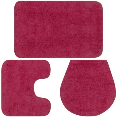 vidaXL Bathroom Mat Set - Fuchsia Fabric 3-Piece Bathroom Rug vidaXL Bathroom Mat Set - Fuchsia Fabric 3-Piece Bathroom Rug