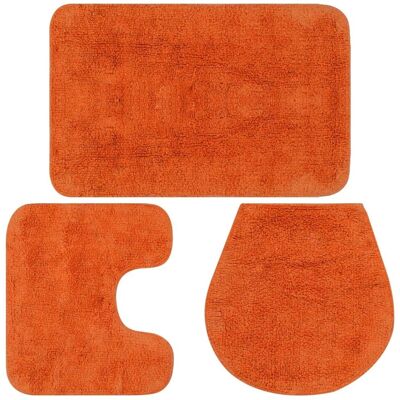 vidaXL Badezimmermatten-Set 3-tlg. Stoff Orange - Badezimmermatten-Set vidaXL Badezimmermatten-Set 3-tlg. Stoff Orange - Badezimmermatten-Set
