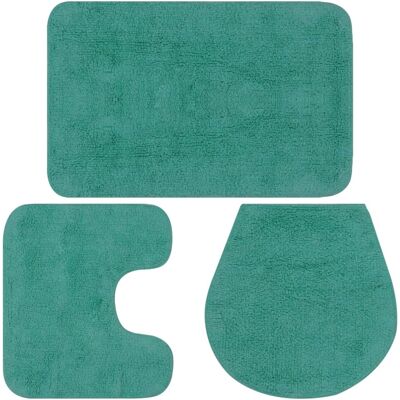 vidaXL Badezimmermatten-Set 3 Stück Stoff Türkis - Badezimmer Matten vidaXL Badezimmermatten-Set 3 Stück Stoff Türkis - Badezimmer Matten