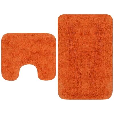 vidaXL Oranges Badezimmermatten-Set - Wasserabsorbierend - Rutschfest - 2 Stück vidaXL Oranges Badezimmermatten-Set - Wasserabsorbierend - Rutschfest - 2 Stück