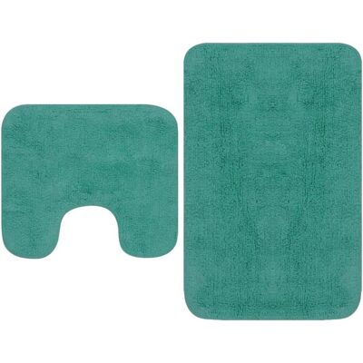 vidaXL Badezimmermatte Set 2 Stück Stoff Türkis - Badezimmer Matten-Set vidaXL Badezimmermatte Set 2 Stück Stoff Türkis - Badezimmer Matten-Set