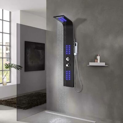 vidaXL Panel prysznicowy z aluminium 20x44x130cm czarny system łazienkowy vidaXL Panel prysznicowy z aluminium 20x44x130cm czarny system łazienkowy