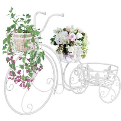 vidaXL Bicycle Shape Vintage Style Metal Plant Stand - White - Plant Stand vidaXL Bicycle Shape Vintage Style Metal Plant Stand - White - Plant Stand