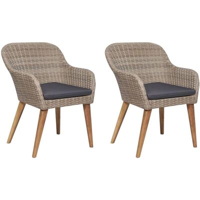 Brand Model - Set aus 2 Gartenstühlen mit Kissen - Polyrattan-Möbel Brand Model - Set aus 2 Gartenstühlen mit Kissen - Polyrattan-Möbel