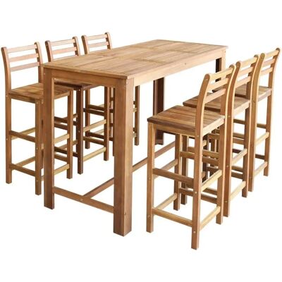 vidaXL Solide Akazienholz Bartisch- und Stuhlset 7-tlg. Essmöbel vidaXL Solide Akazienholz Bartisch- und Stuhlset 7-tlg. Essmöbel