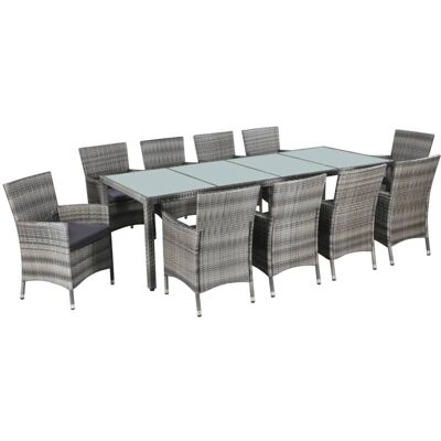 Set da pranzo da giardino Maisonchic - Grigio 11 pz. Design elegante in rattan sintetico Set da pranzo da giardino Maisonchic - Grigio 11 pz. Design elegante in rattan sintetico