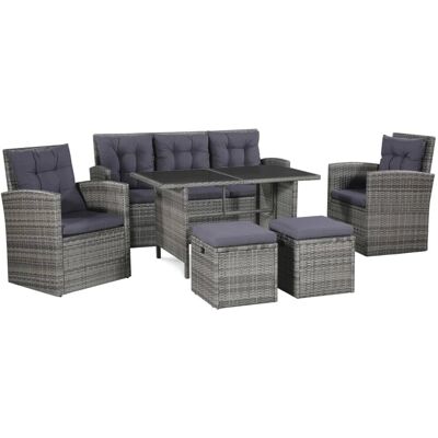 Conjunto de Móveis Externos VidaXL - Cinza - Mesa e Sofá de Jardim Conjunto de Móveis Externos VidaXL - Cinza - Mesa e Sofá de Jardim