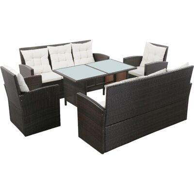 vidaXL Gartenmöbel-Set - Braun und Weiß Creme - Lounge - Gartengarnitur vidaXL Gartenmöbel-Set - Braun und Weiß Creme - Lounge - Gartengarnitur