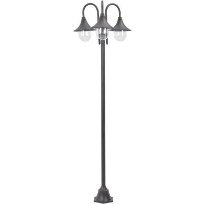 vidaXL Éclairage de Poteau de Jardin E27 220cm Aluminium 3-Lanternes Bronze - Éclairage de Poteau de Jardin vidaXL Éclairage de Poteau de Jardin E27 220cm Aluminium 3-Lanternes Bronze - Éclairage de Poteau de Jardin
